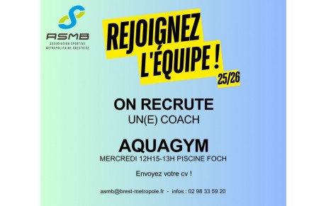 AQUAGYM : recherche coach pour le mercredi midi