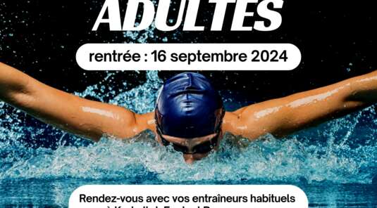 Natation adultes : rentrée le 16 septembre